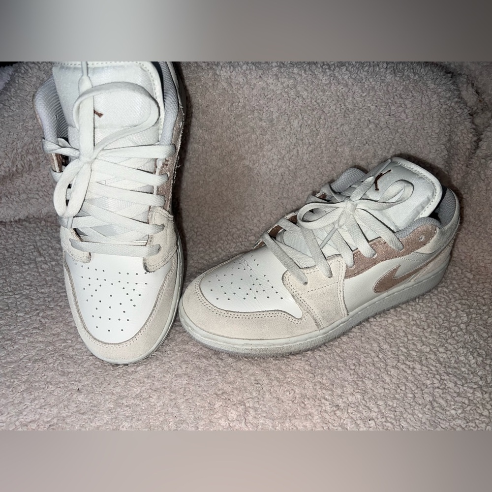 Nike Air Jordan 1 Low in White and Tan